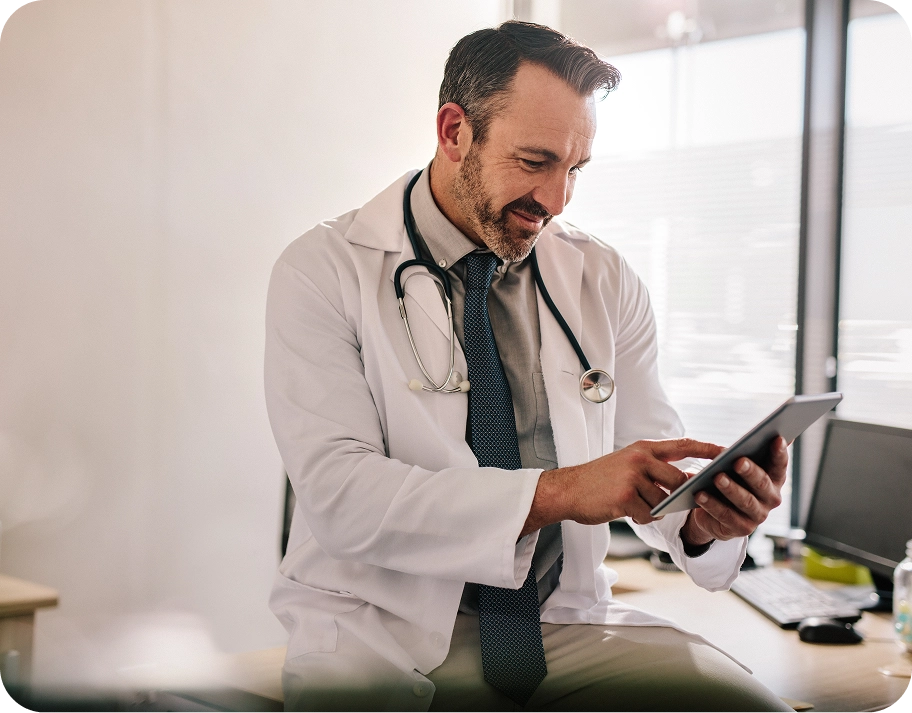 Doctor on tablet