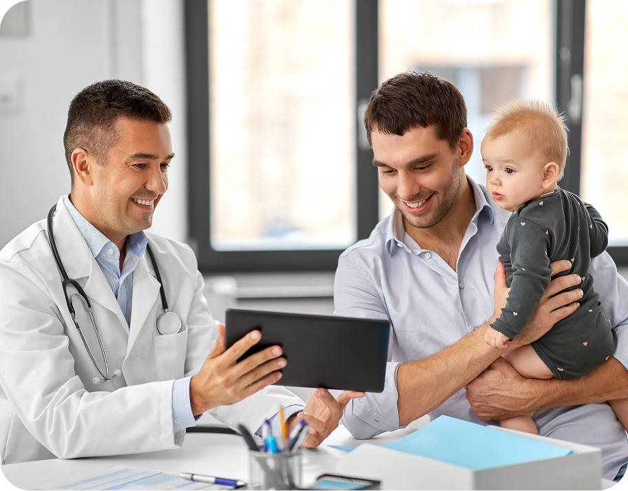 Doctor talking with patients