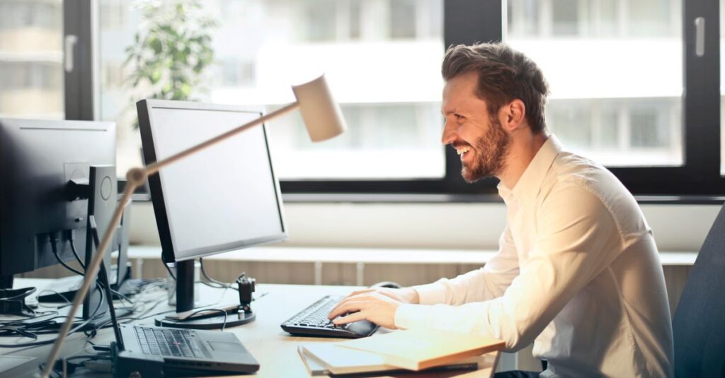 Southwest Florida office worker checking email inbox storage on a laptop